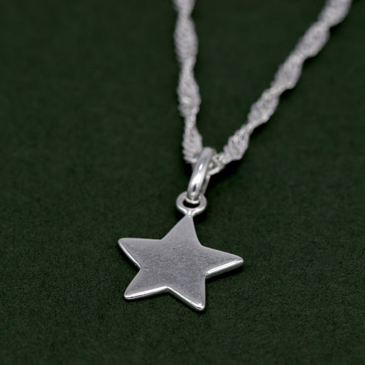 Sterling Silver Star Pendant Necklace on Singapore Chain