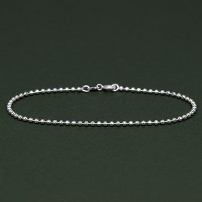 Sterling Silver 2mm Diamond Cut Ball Bead Bracelet