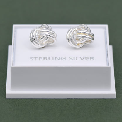 Sterling Silver Knot Studs Earrings In Gift Box