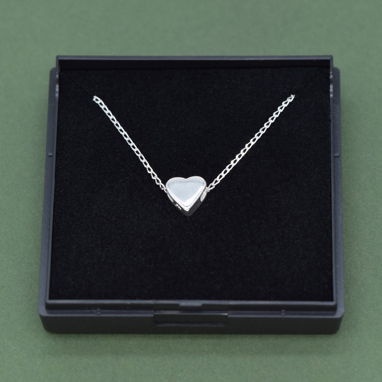 Sterling Silver 3D Heart Pendant Necklace in Gift Box