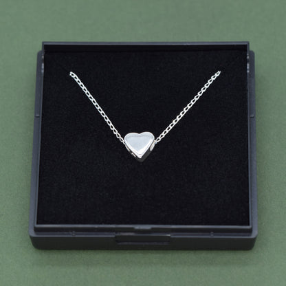 Sterling Silver 3D Heart Pendant Necklace in Gift Box