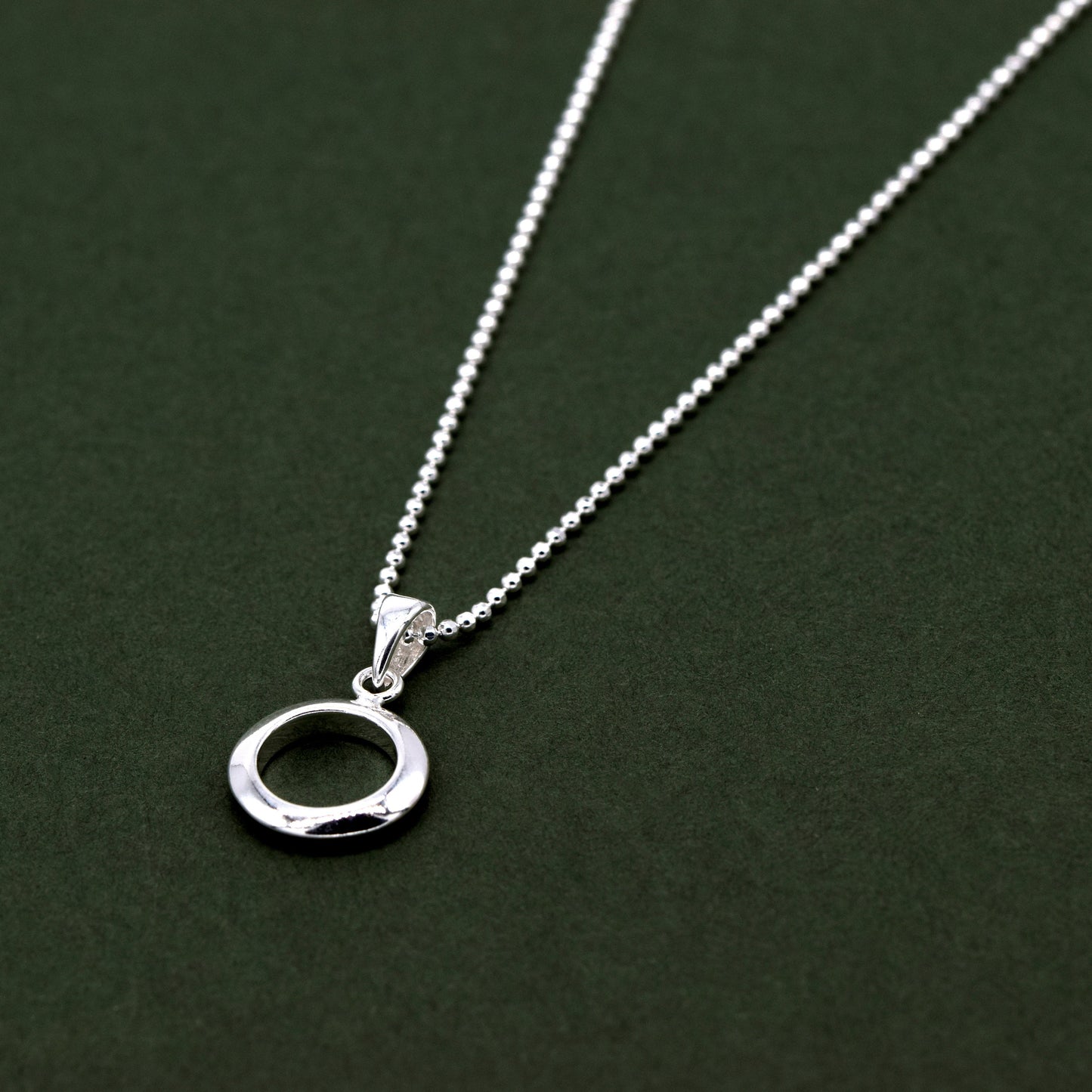 Sterling Silver Circle Of Life Pendant Necklace on D/C Ball Bead Chain