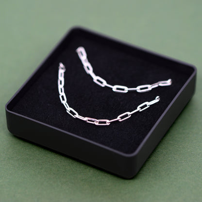Sterling Silver 2.7mm Paperclip Chain Bracelet and Necklace Matching Set in Gift Box
