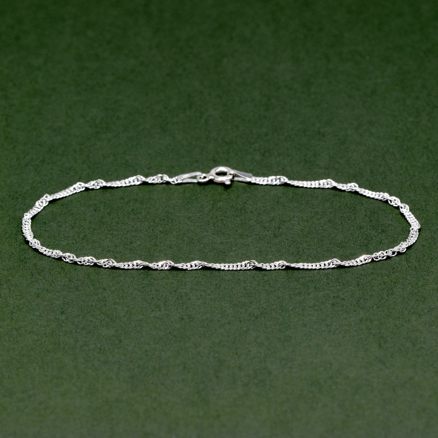 Sterling Silver 1.8mm Singapore Chain Anklet