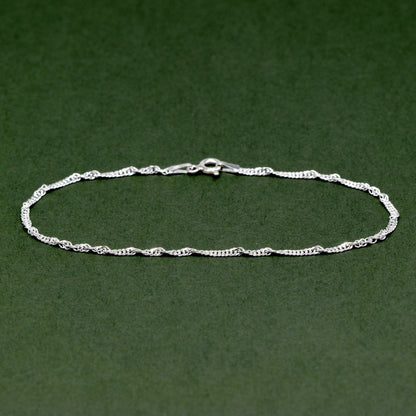 Sterling Silver 1.8mm Singapore Chain Anklet
