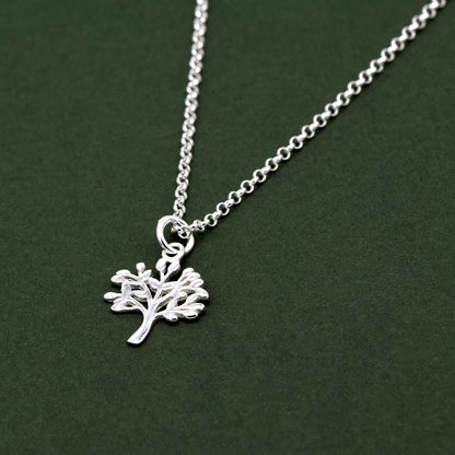 Sterling Silver Tree of Life Pendant Necklace on D/C Rolo Chain