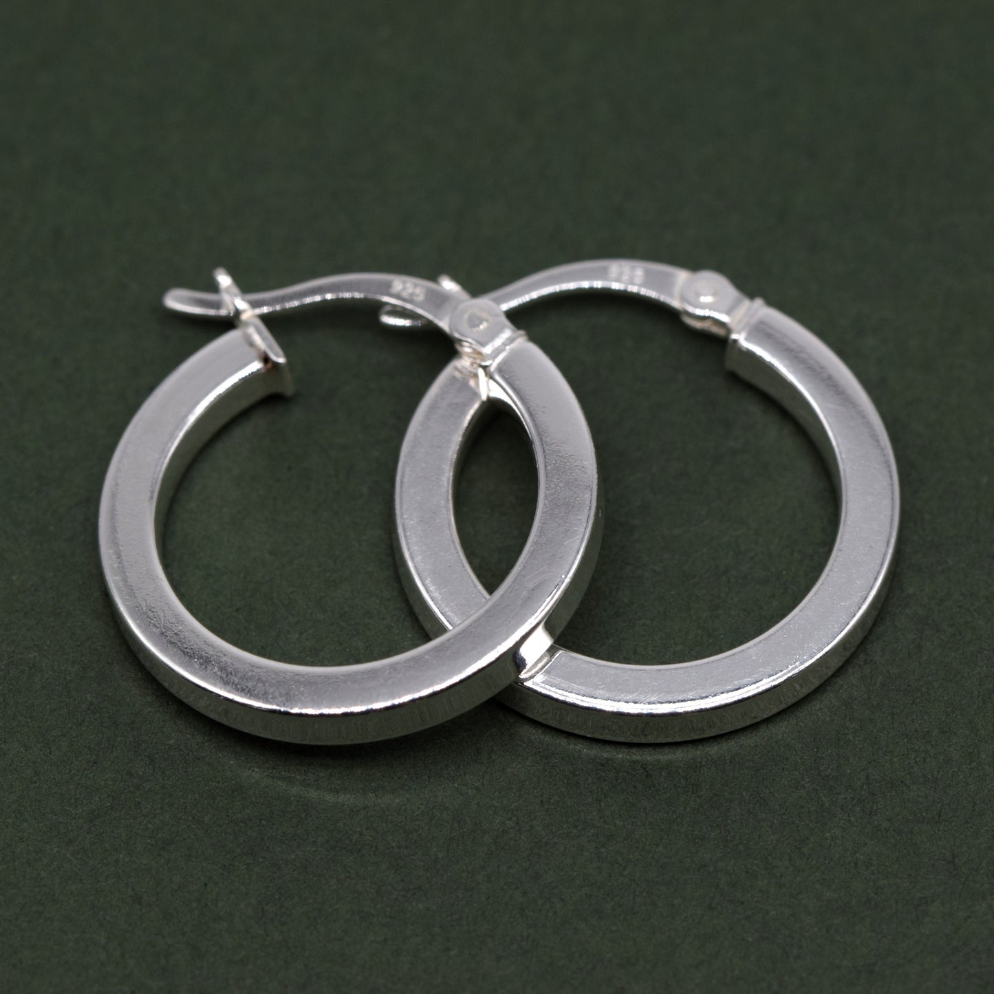 Sterling Silver 20mm Creole Style Square Tube Hoop Earrings