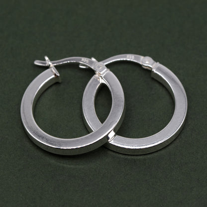 Sterling Silver 20mm Creole Style Square Tube Hoop Earrings