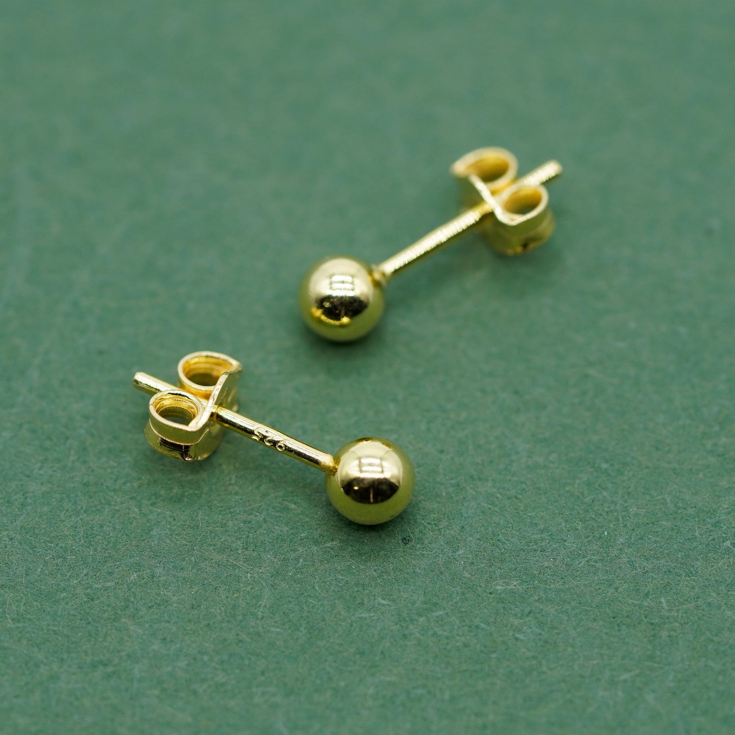 Gold Plated Sterling Silver Ball Studs Earrings