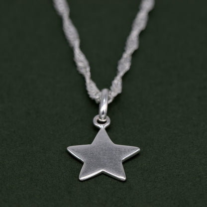 Sterling Silver Star Pendant Necklace on Singapore Chain