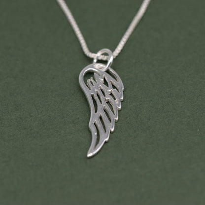 Sterling Silver Wing Pendant Necklace on Box Chain