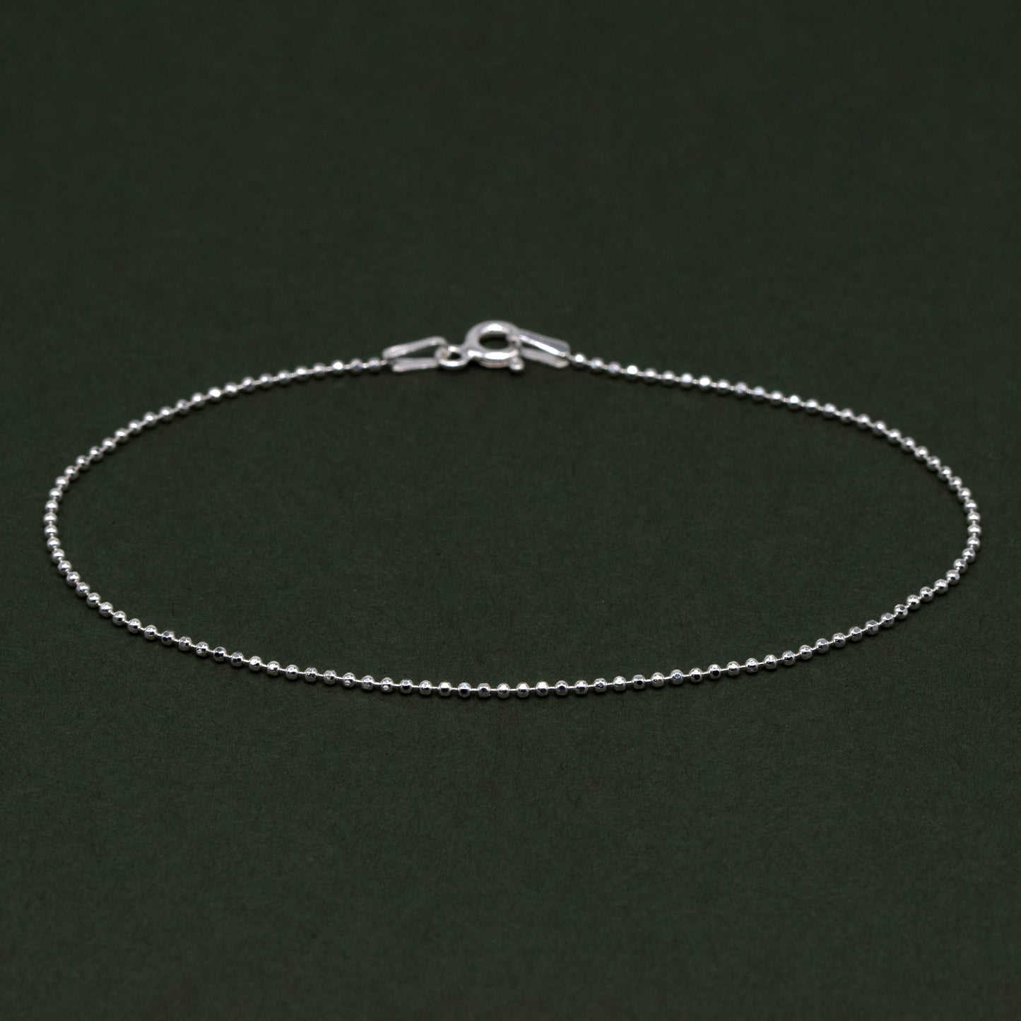 Sterling Silver 1.2mm Diamond Cut Ball Chain Bracelet