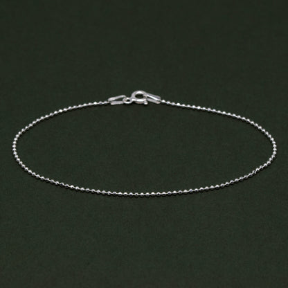 Sterling Silver 1.2mm Diamond Cut Ball Chain Bracelet