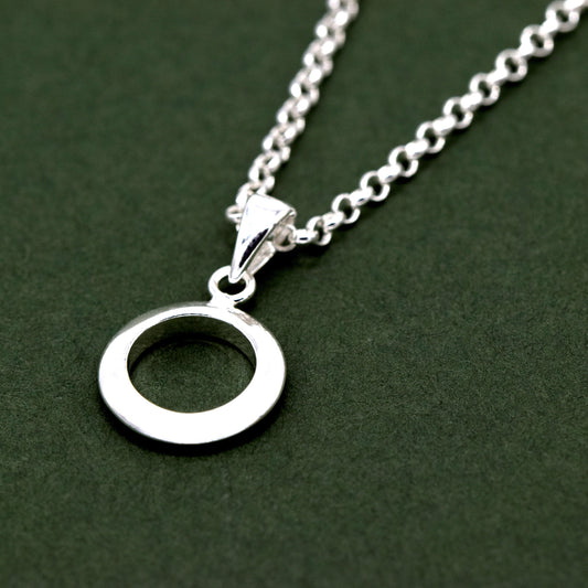 Sterling Silver Circle Of Life Round Pendant On Rolo Chain