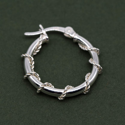 Sterling Silver 20mm Creole Style Twisted Wire Wrapped Hoop Earrings
