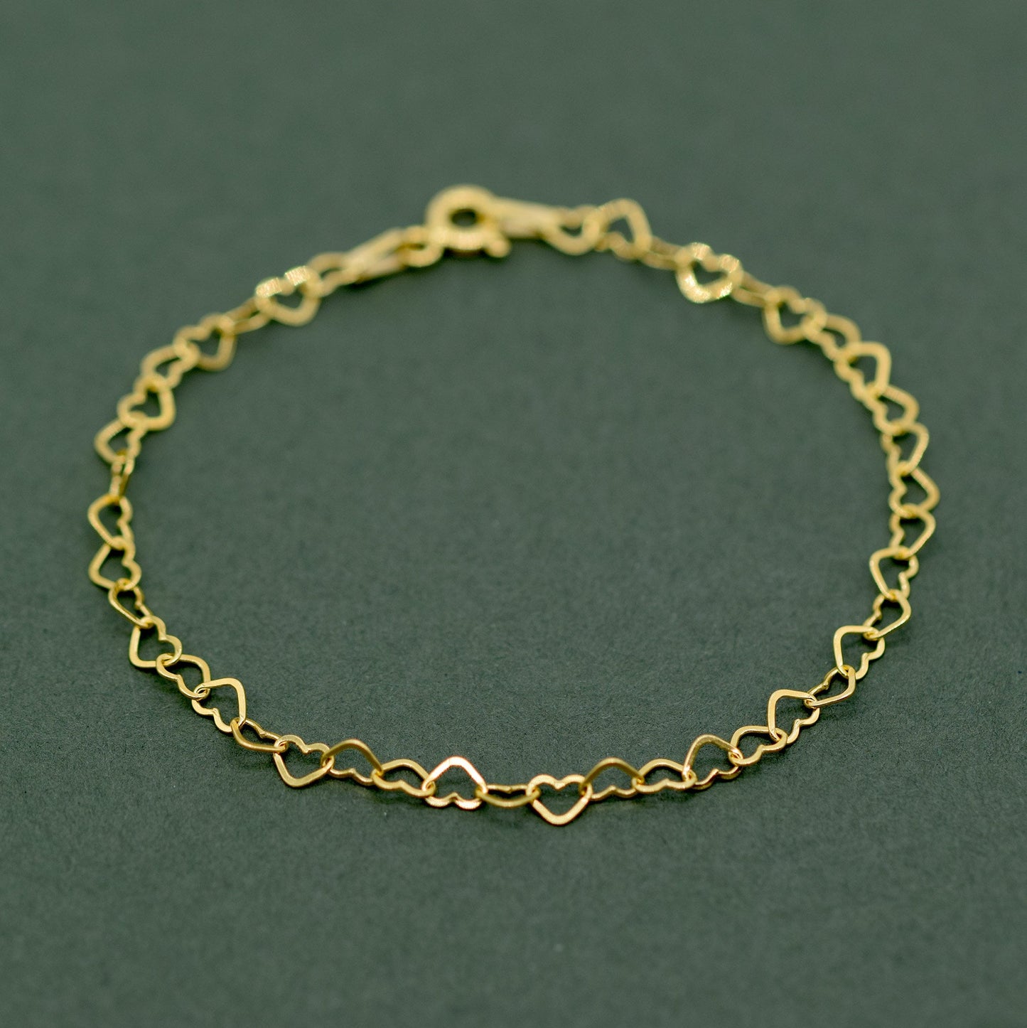 Gold Plated Sterling Silver Heart Chain Anklet