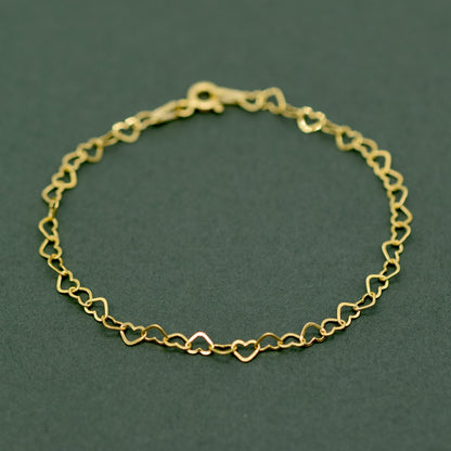 Gold Plated Sterling Silver Heart Chain Anklet
