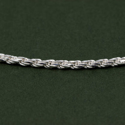 Sterling Silver 2.3mm Rope Chain Anklet