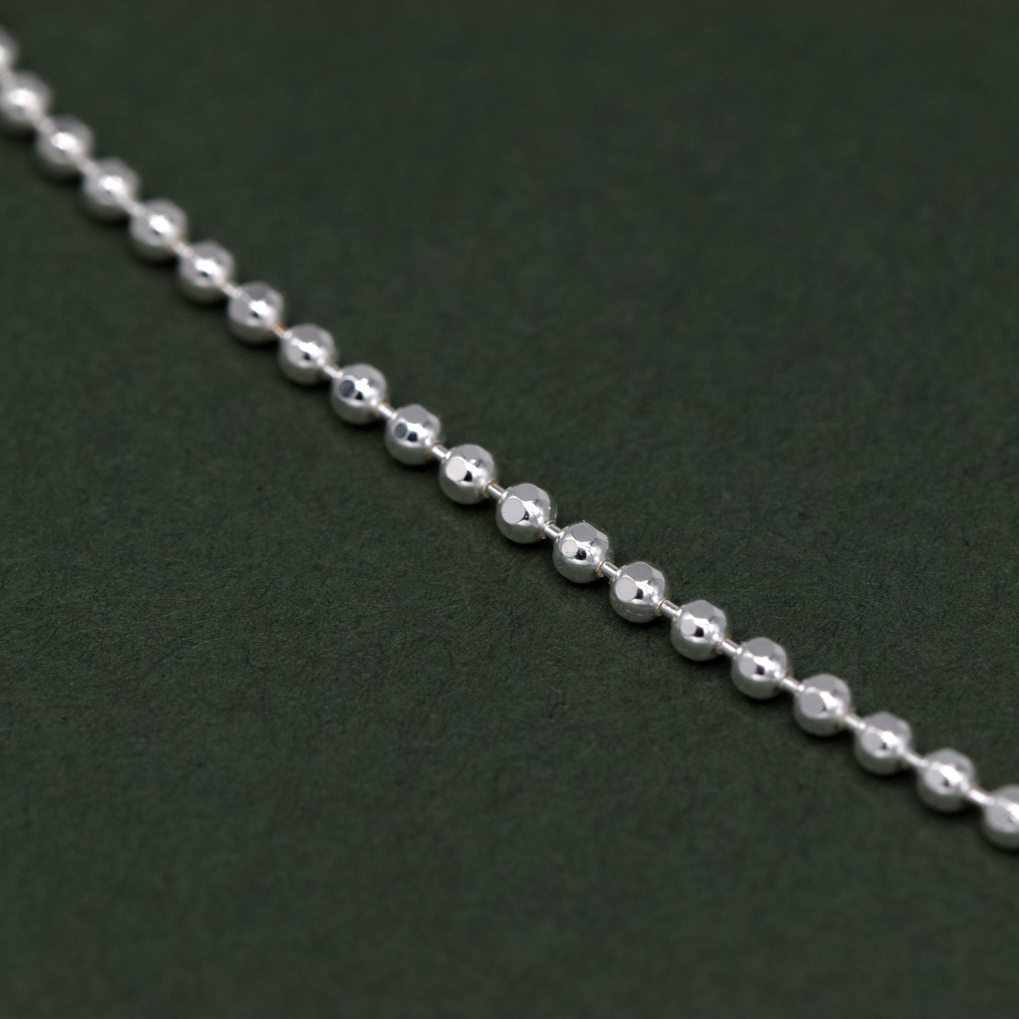 Sterling Silver 2mm Diamond Cut Ball Bead Bracelet