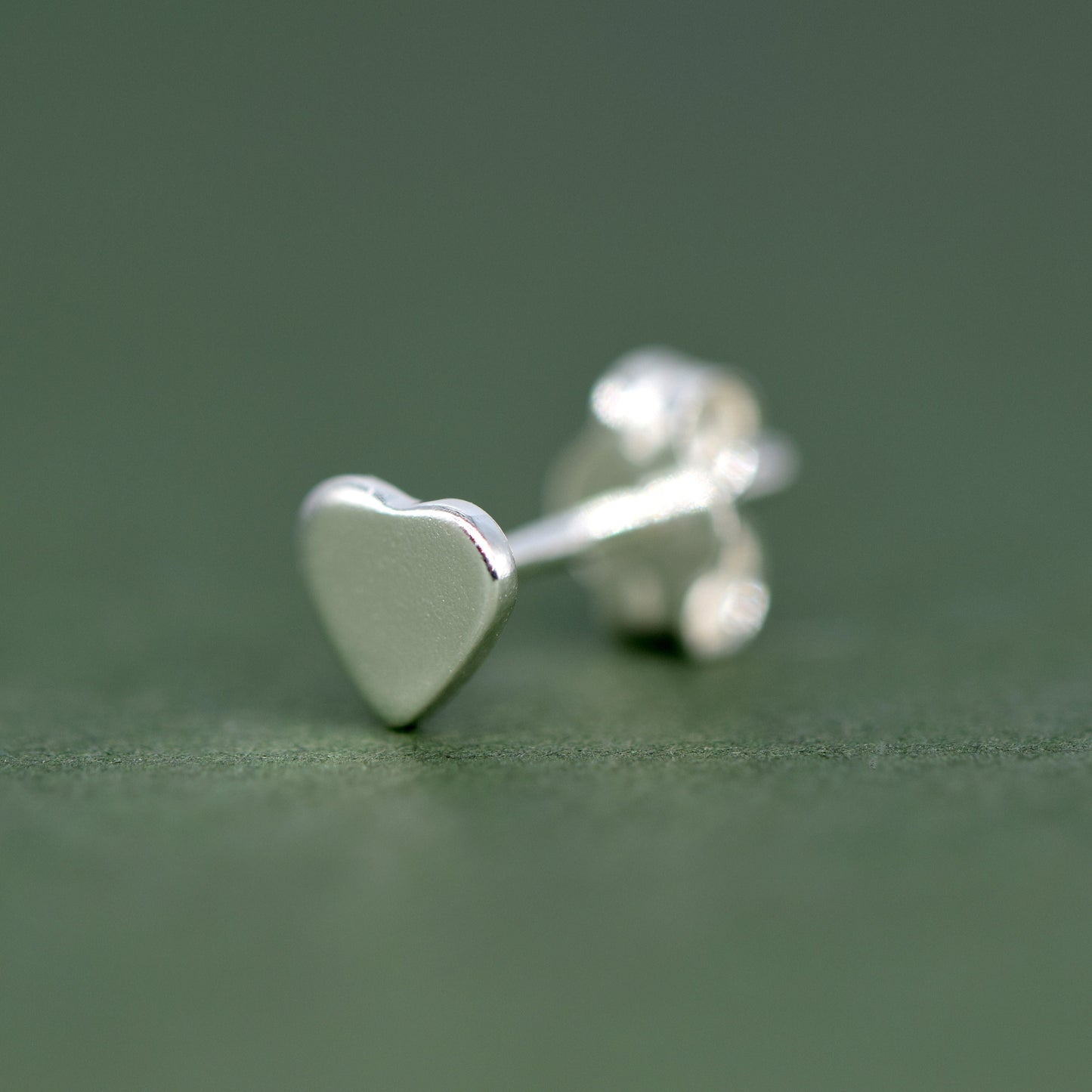 Sterling Silver Flat Heart Stud Earrings