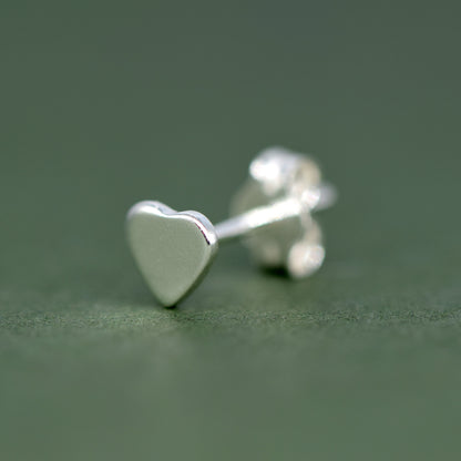 Sterling Silver Flat Heart Stud Earrings