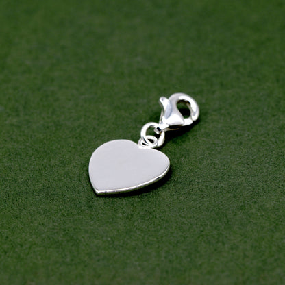 Sterling Silver Heart Charm With Lobster Fitting
