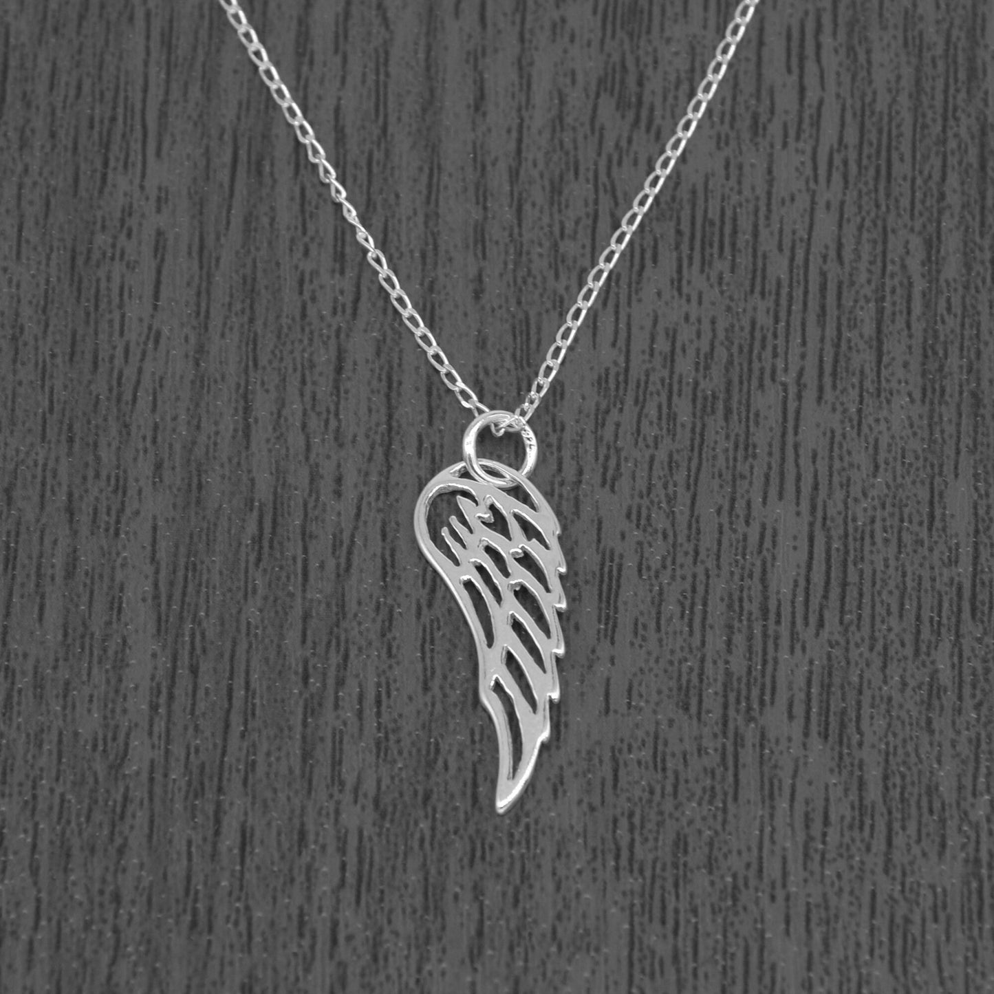Sterling Silver Wing Pendant Necklace on Curb Chain