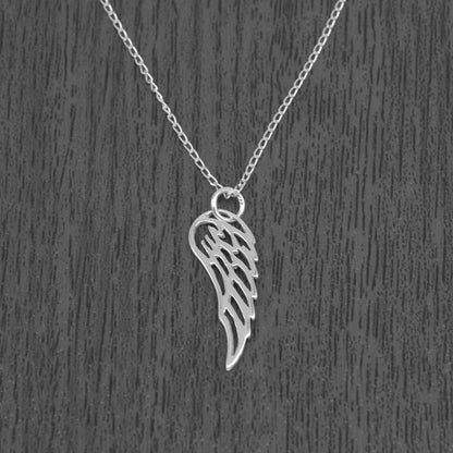Sterling Silver Wing Pendant Necklace on Curb Chain