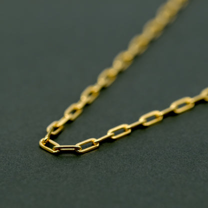 Gold Plated Sterling Silver 2.7mm Paperclip Chain Necklace