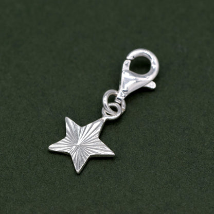 Sterling Silver 9mm Diamond Cut Fluted Star Charm