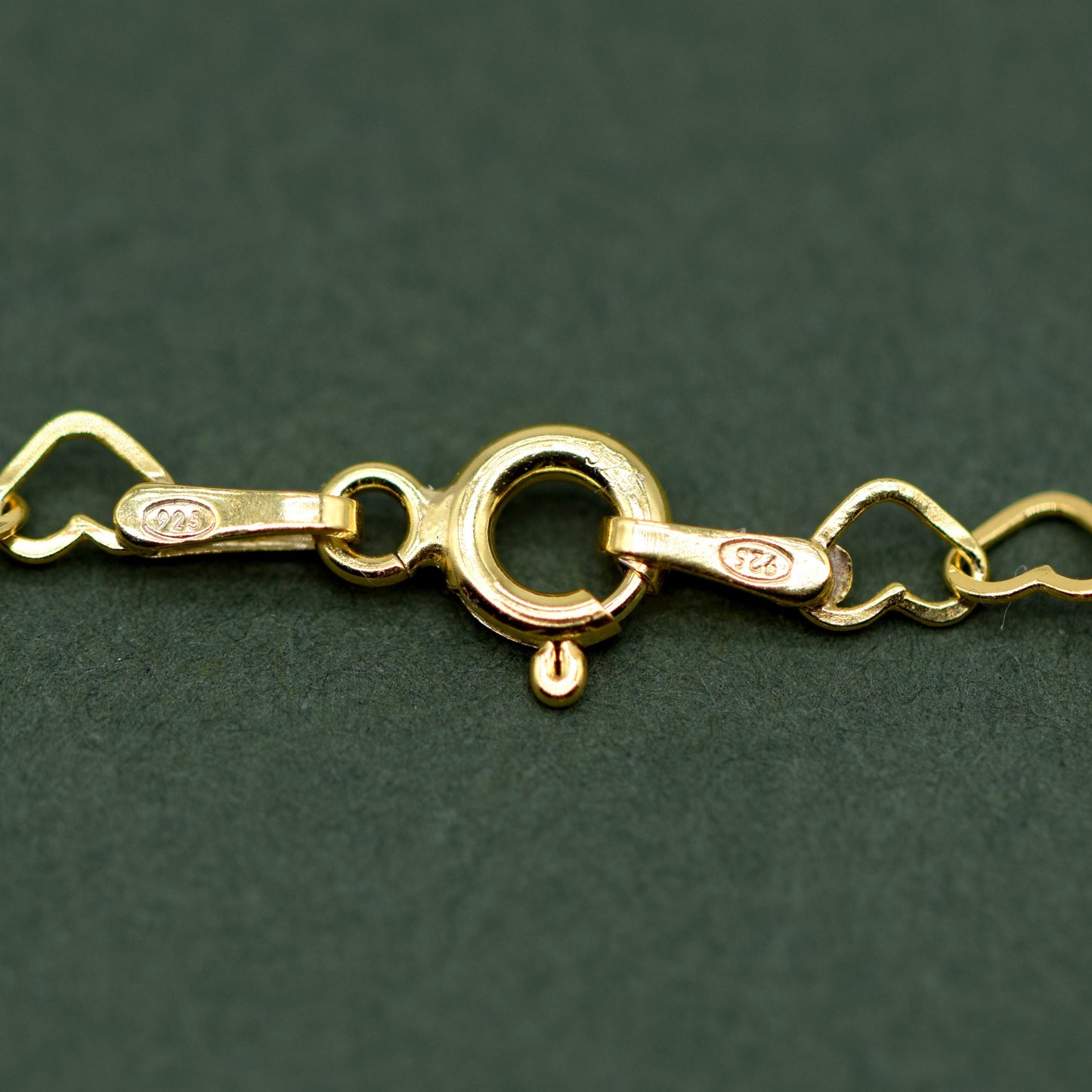 Gold Plated Sterling Silver 3mm Heart Chain Bracelet