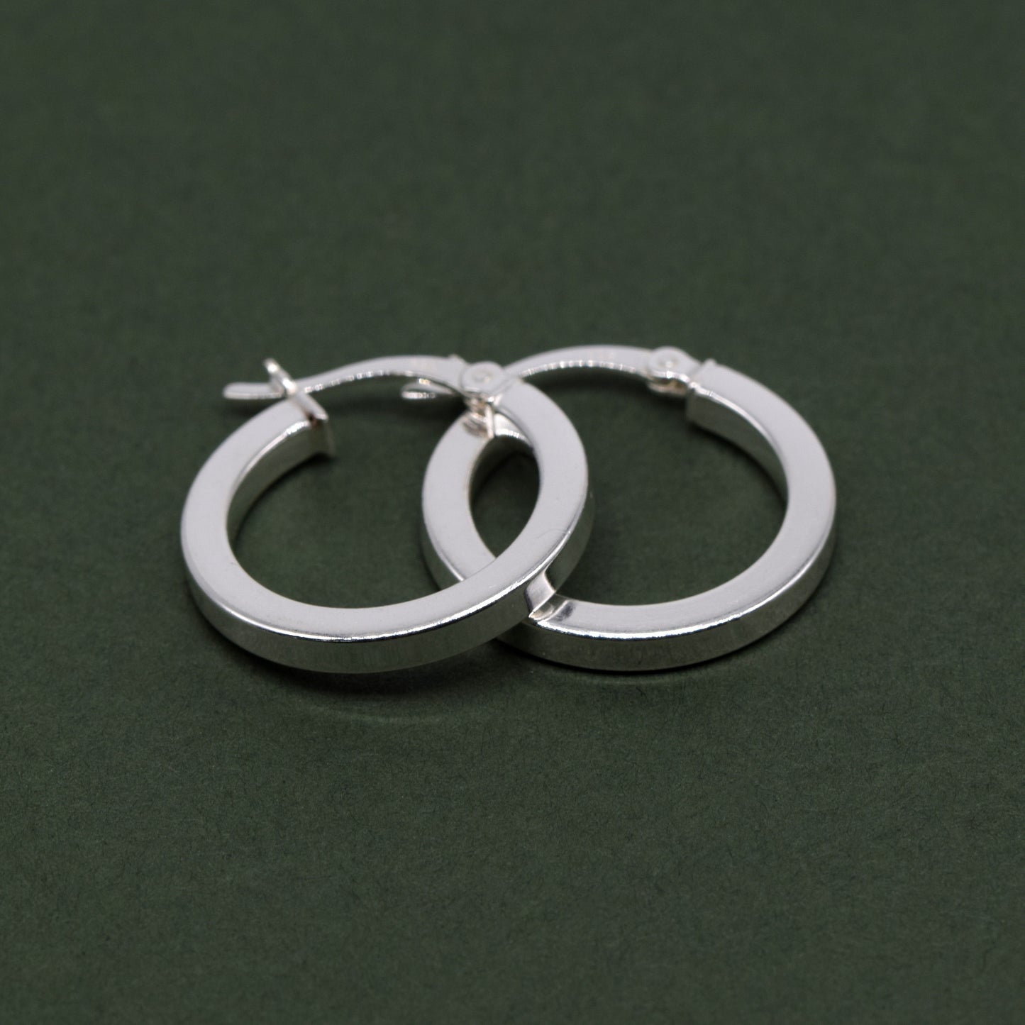 Sterling Silver 20mm Creole Style Square Tube Hoop Earrings