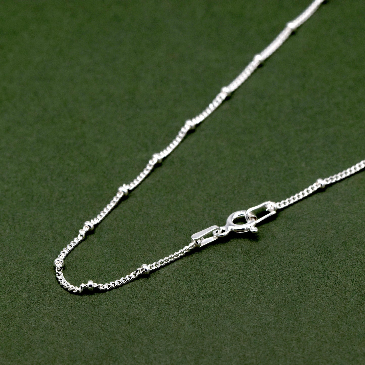 Sterling Silver Satellite Beaded Curb Chain Necklace