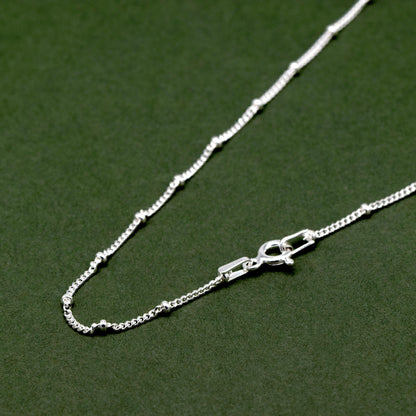 Sterling Silver Satellite Beaded Curb Chain Necklace