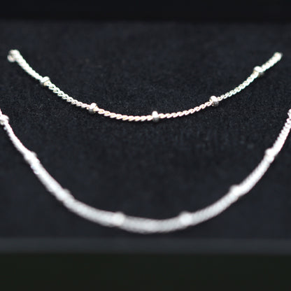 Sterling Silver Satellite Curb Chain Bracelet & Necklace Set