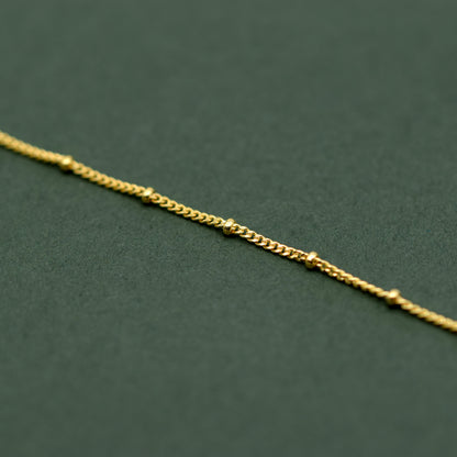 Gold Plated Sterling Silver Satellite Beaded Curb Chain Anklet