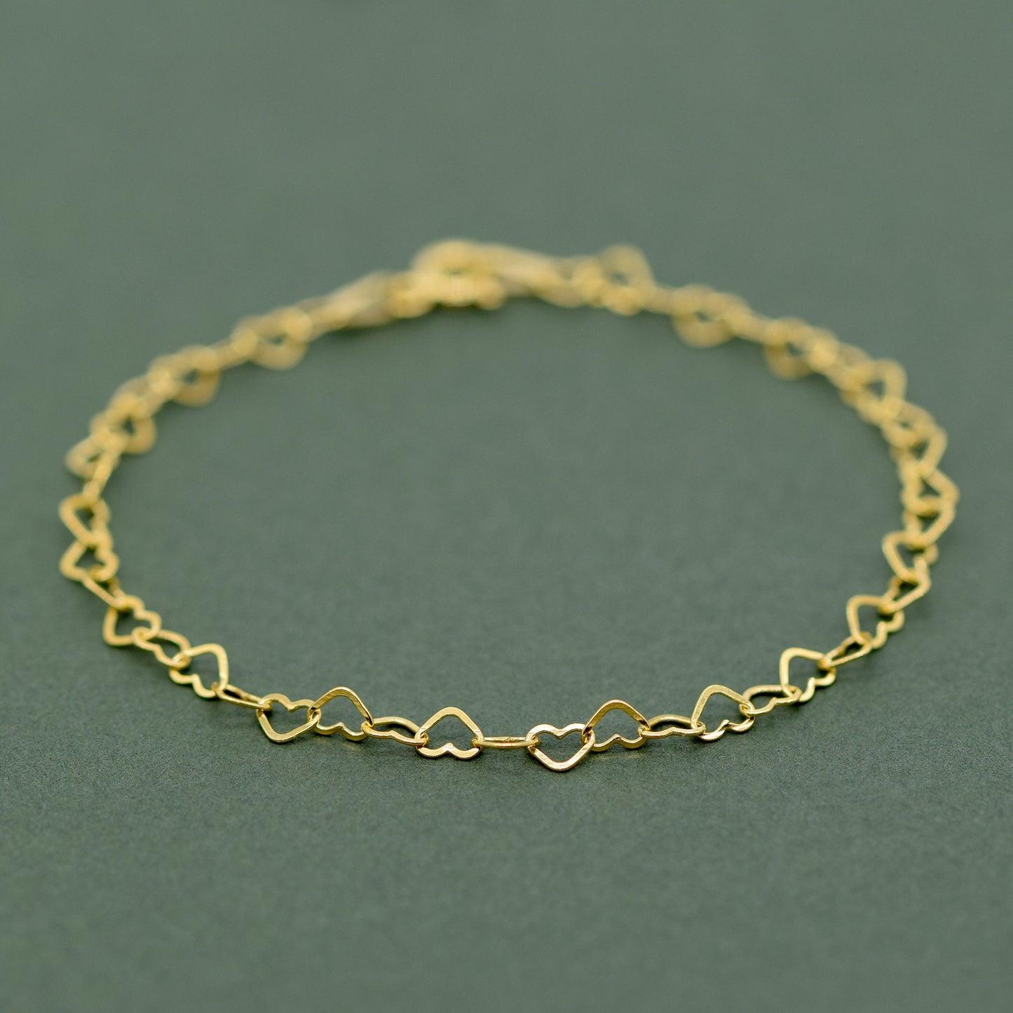 Gold Plated Sterling Silver Heart Chain Anklet