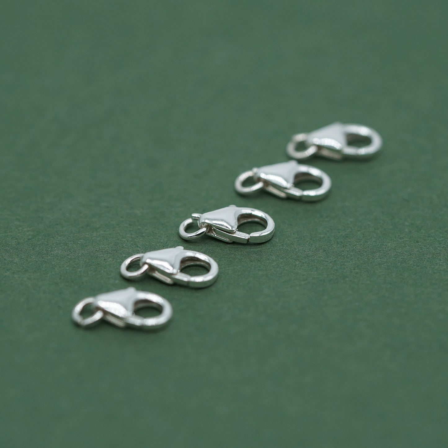 Sterling Silver 8mm Claw Carabiner Trigger Clasp with Split Ring, Pack of 5, 10 and 50