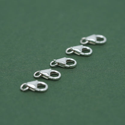 Sterling Silver 8mm Claw Carabiner Trigger Clasp with Split Ring, Pack of 5, 10 and 50