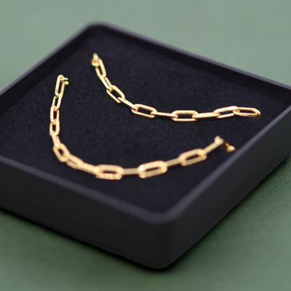 Gold Plated Sterling Silver 2.7mm Paperclip Chain Bracelet and Necklace Set