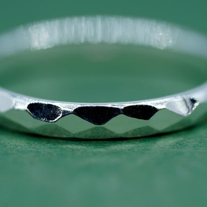Sterling Silver Minimalist Faceted/Hammered Ring