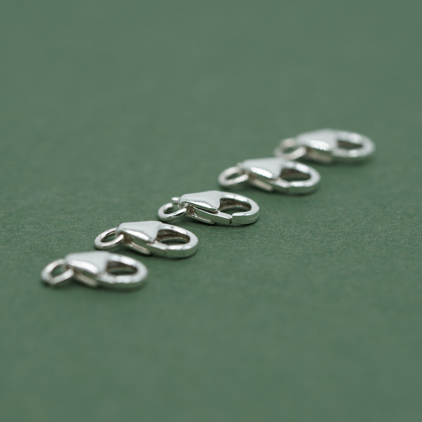 Sterling Silver 8mm Claw Carabiner Trigger Clasp with Split Ring, Pack of 5, 10 and 50