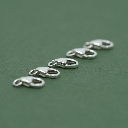 Sterling Silver 8mm Claw Carabiner Trigger Clasp with Split Ring, Pack of 5, 10 and 50