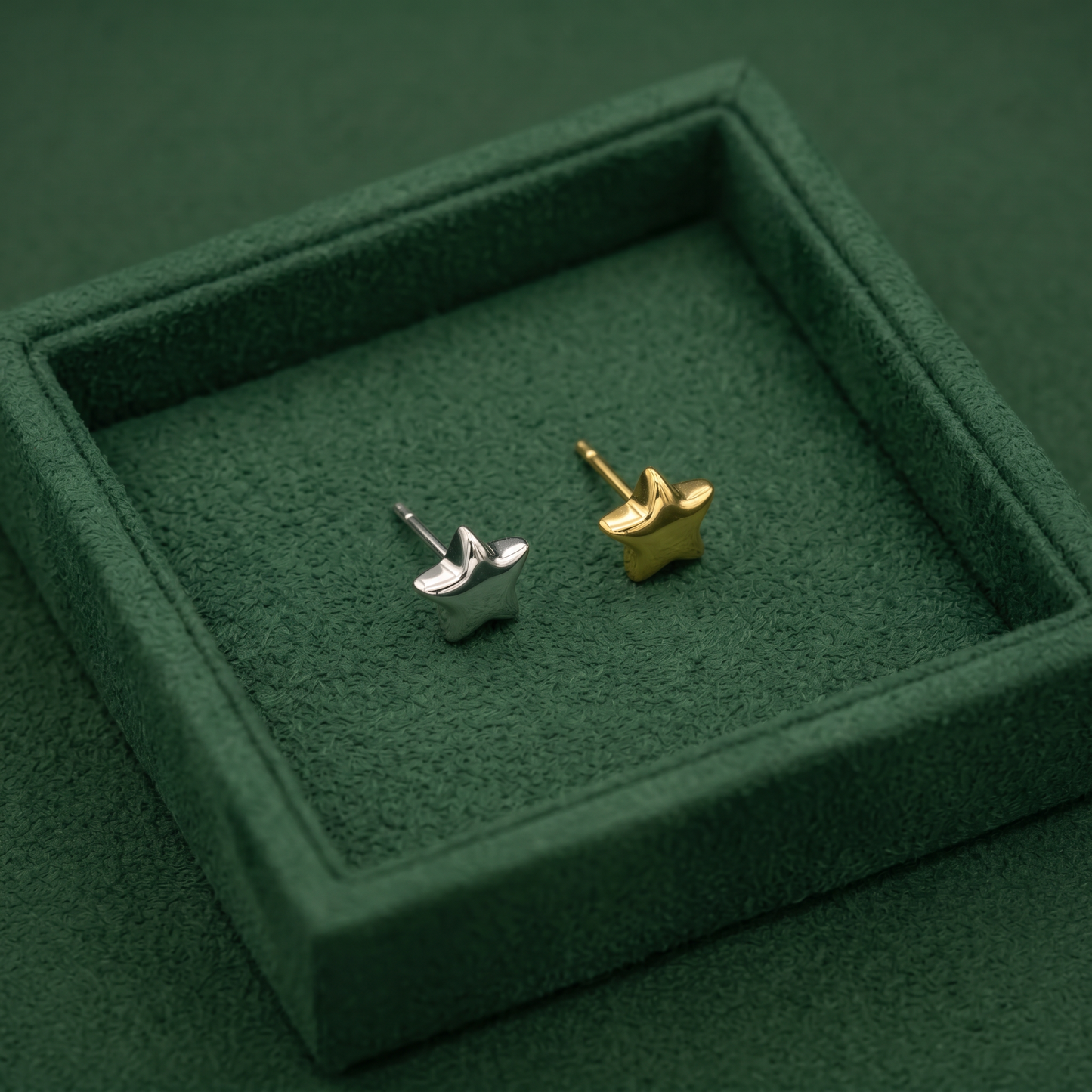 4mm Tiny Star Stud Earrings in Sterling Silver and Flash Gold