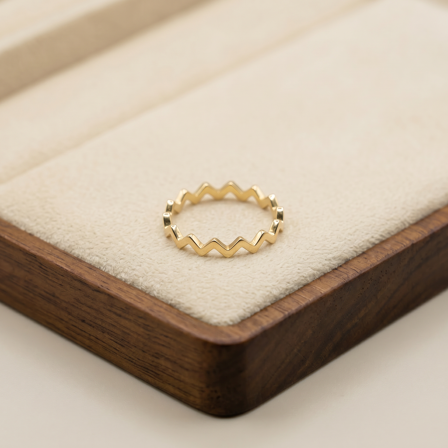 18k Flash Gold Plated Geometric Wave Zig Zag Ring Band