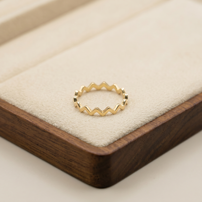 18k Flash Gold Plated Geometric Wave Zig Zag Ring Band