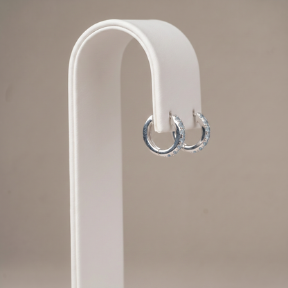 10mm Sterling Silver Aquamarine CZ Huggie Hoops