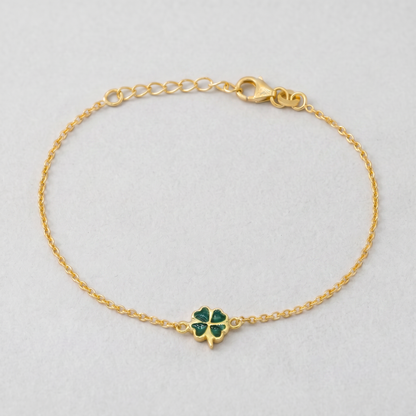 Gold Plated Four Leaf Clover Bracelet