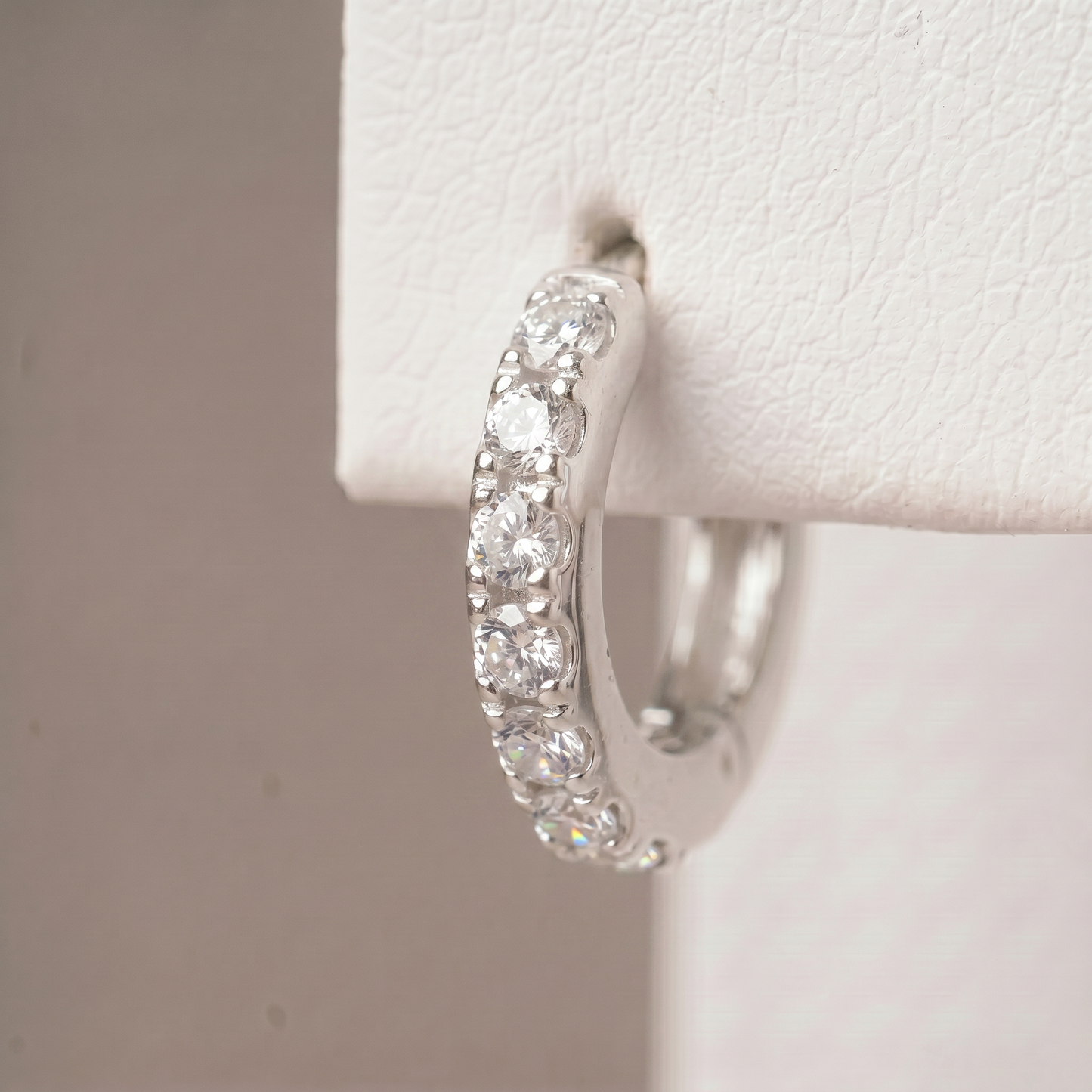 10mm Sterling Silver Pavé CZ Huggie Hoops