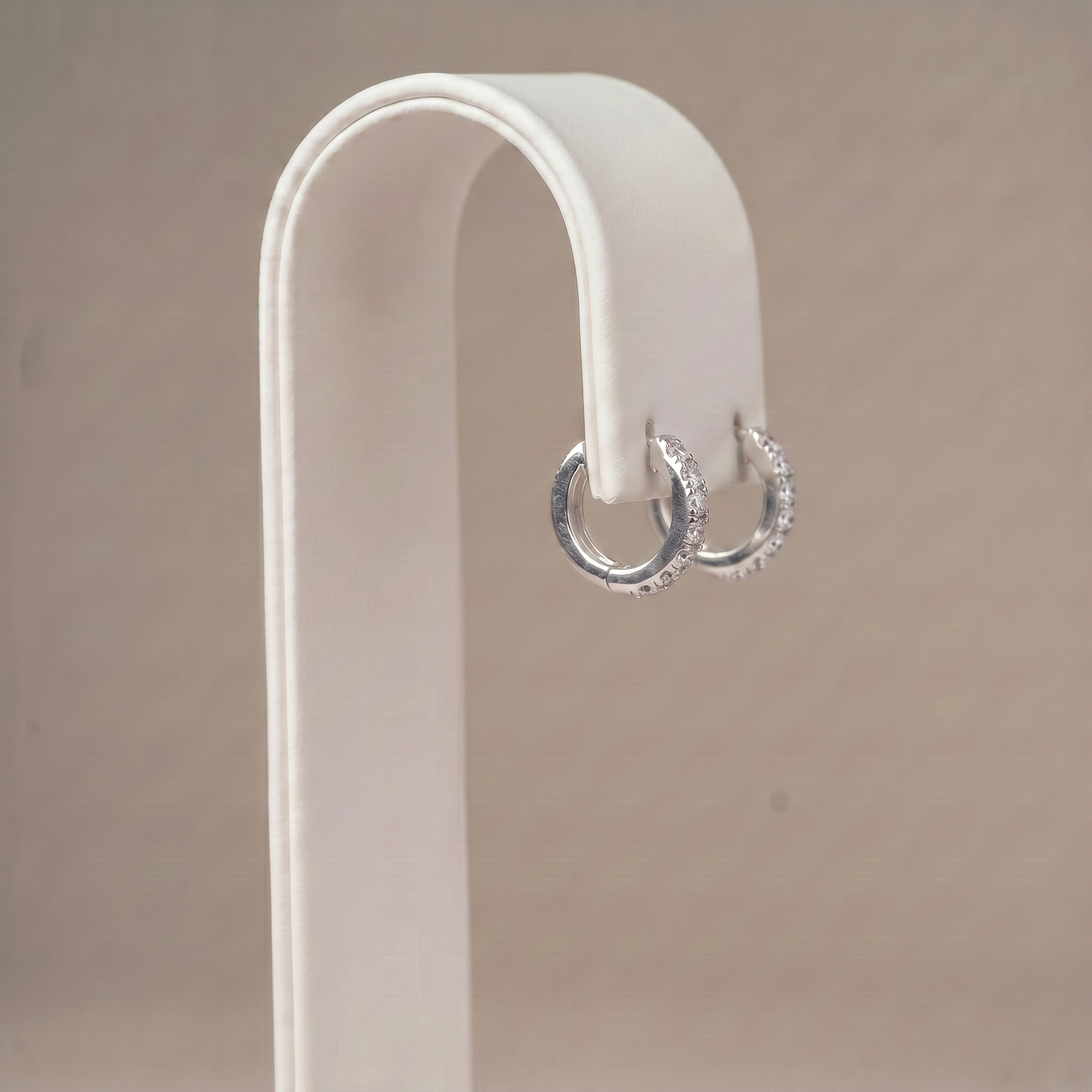 10mm Sterling Silver Pavé CZ Huggie Hoops